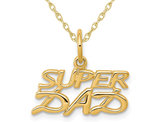 10K Yellow Gold Super DAD Charm Pendant Necklace with Chain
